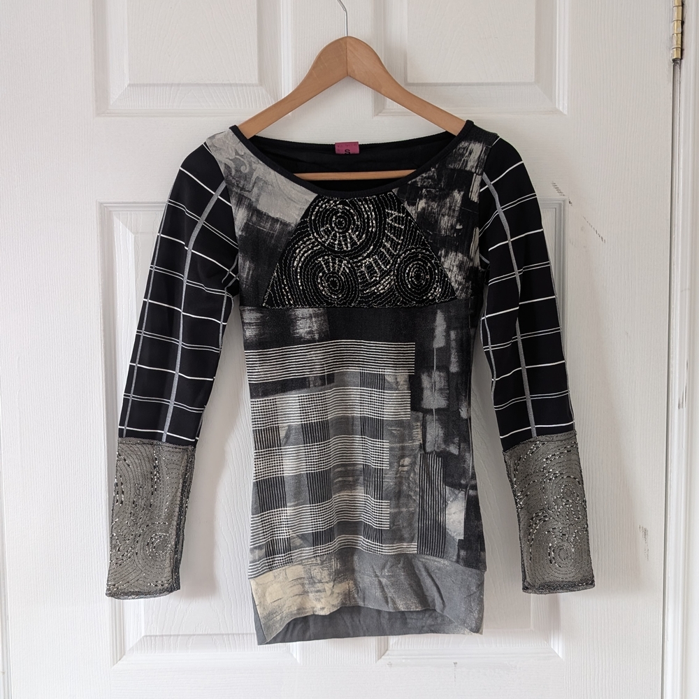 Save The Queen Black and Gray Top
